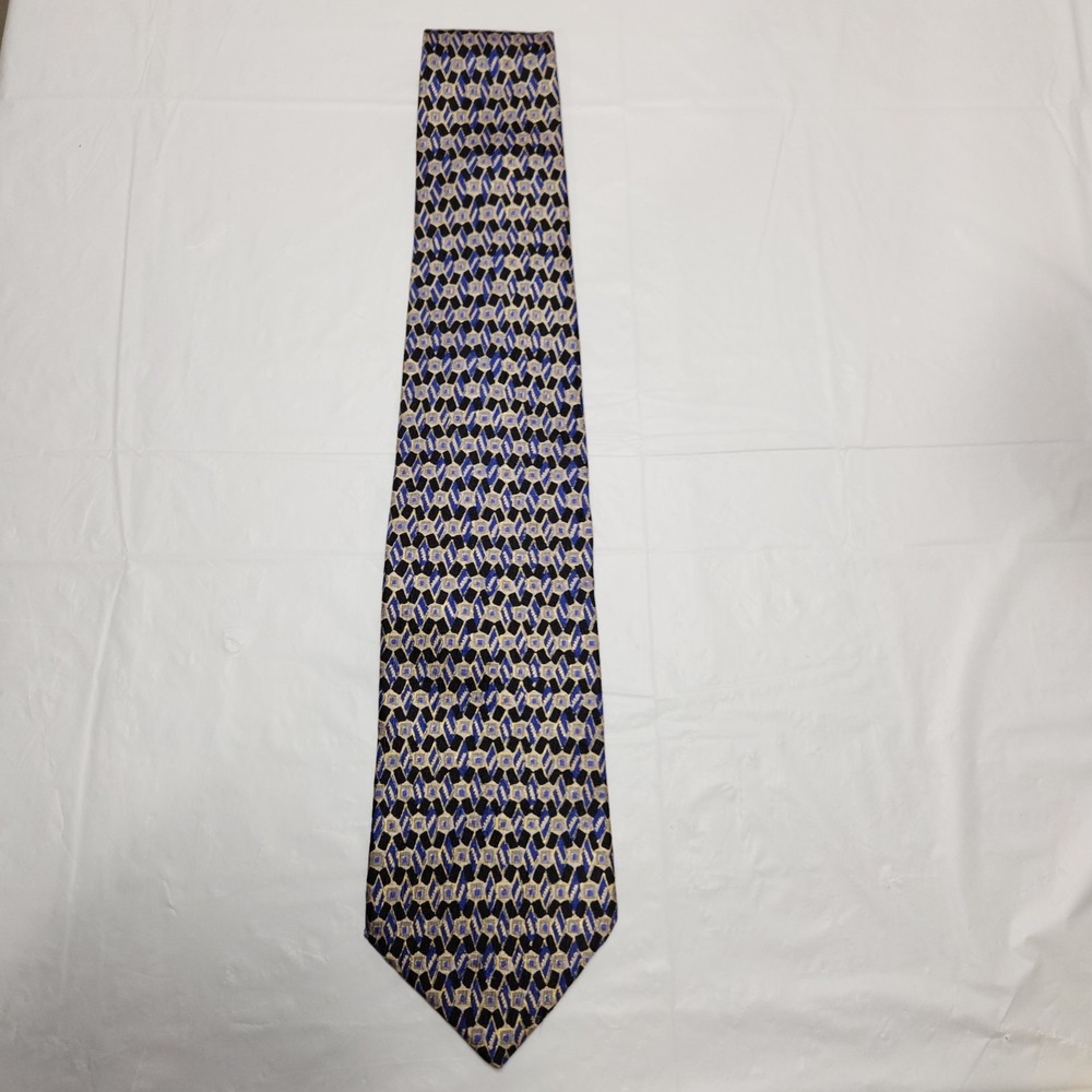 Geoffrey Beene Necktie Imported 100% Silk Blue / Black